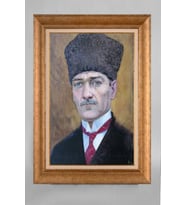 Altın Varaklı Paspartulu Çerçeveli Atatürk Tablo nt756