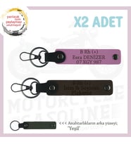 Motosiklet Aşıklarına, İsim Plaka ve B Rh (+) Kan Grubu Acil Durum Anahtarlığı, K Kahve-Pembe-Ysl (Çok Renkli)