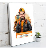 Kişiye Özel Hediye Karikatürlü En İyi Erkek Dozer Operatörü Kanvas Tablo