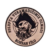 KORSAN FİLO- Deri PEÇ - Arma - Askeri Patch  8 cm Çap (Bej)