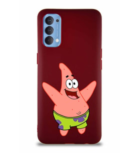 Oppo Reno 4 Soft Premier Kapak Patrick Yıldız Tasarımlı Silikon Kılıf - Mürdüm (Şeffaf)