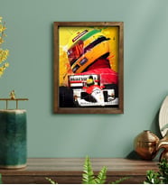 BK Gift F1 Ayrton Senna Tasarımlı Doğal Masif Ahşap Çerçeveli Tablo 30x40cm-2