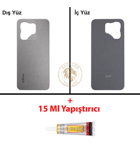 Infinix Hot 50İ Titanyum Gri Uyumlu Arka Kapak + B7000 Yapıştırıcı Arka Cam Batarya Pil Kapağı