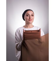 Kahve Pratik Hazır Geçmeli Şal Şifon Boru Boneli 3001_14