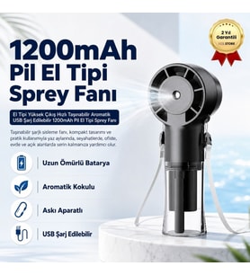 El Tipi Sisleme Fanı Türbin Yüksek Hızlı Çıkış Taşınabilir Aromatik ABS USB Şarj Edilebilir 1200mAh Pil El Tipi Sprey Fanı