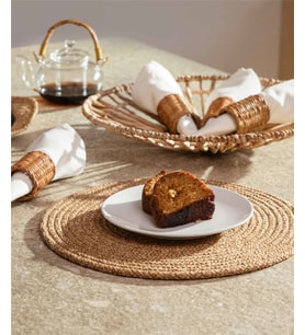 Koza Home Cesta Amerikan Servis El Yapımı Pamuklu Natural Jüt Örme Düz Supla 37x37cm 9028
