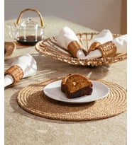 Koza Home Cesta Amerikan Servis El Yapımı Pamuklu Natural Jüt Örme Düz Supla 37x37cm 9028