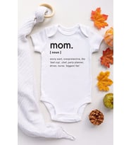 Unisex Bebek Beyaz Mom Dictionary Kısa Kollu Çıtçıtlı Body