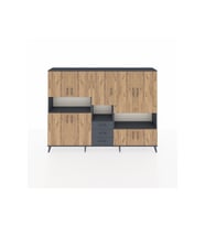 Arges Dolap 13 Raflı 3 Çekmeceli 9 Kapaklı 220x30x163 Antrasit-Çam/Antrasit