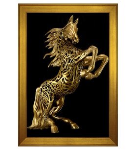 Hayvanlar Temalı Kanvas Tablo 50 x 70 cm Gold Çerçeve