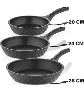 Taç Bella Döküm 3 lü Tava Set (20+24+28) Siyah