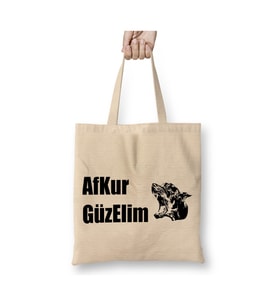 AfKur Güzelim Karadeniz Beyaz Bez Çanta Uzun Saplı Alışveriş Çantası Plaj Çantası