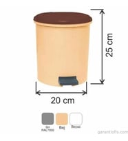 Garanti Metal 7136 Plastik İç Kovalı Yuvarlak Pedallı Çöp Kovası (10 Litre)