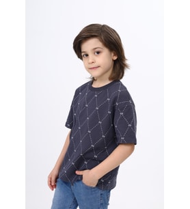 Toontoy Unisex Çocuk Baskılı Tişört (Füme)