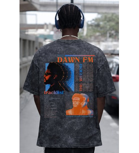 Tasarım The Weeknd Rapper Şarkıcı Sırt Baskılı Unisex Oversize Eskitme Yıkamalı Tişört