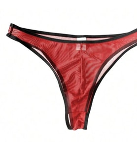 Erkek Biyeli Kırmızı Transparan Brazillian Slip