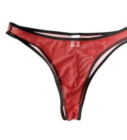 Erkek Biyeli Kırmızı Transparan Brazillian Slip
