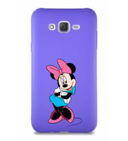 Samsung Galaxy J7 Core Soft Premier Kapak Minnie Mouse-D Tasarımlı Silikon Kılıf - Mor (Şeffaf)