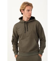 Maraton Comfort Erkek Kapüşonlu Açık Haki- Sweatshirt