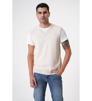 Chuba Erkek V Yaka Regular Fit Triko Süveter Bej 25W2001