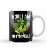 Now I Am Unstoppable TRex Funny Short Dinosaur Kupa Bardak Porselen