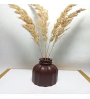 İnce Çizgili Vazo -  Modern & Minimal Dekoratif Obje, Salon ve Ofis Çiçeklik, Antiquity Gold (Kahverengi)