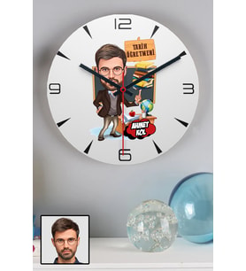 Erkek Tarih Öğretmenine Öğretmenler Günü Hediyesi Karikatürlü Duvar Saati