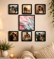 Kişiye Özel Fotoğraflı Tarih Tasarımlı 7’li Duvar Çerçeve Seti