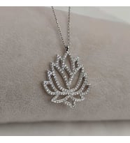 Gümüş Lotus Çiçeği Kolye 925 Ayar (Karışık)
