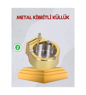 Paslanmaz Çelik Küllük Çakmaklı Masaüstü Şık ve Pratik Tasarım