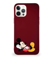 Apple iPhone 12 Pro Max Soft Premier Kapak Mickey Mouse-F Tasarımlı Silikon Kılıf - Mürdüm (Şeffaf)