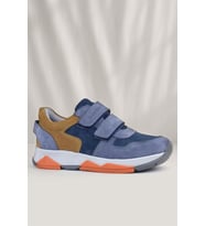 Rakerplus Hakiki Deri Mavi Süet Taba Çocuk Cırtlı Sneakers Spor Ayakkabı