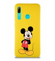 Huawei P Smart 2019 Soft Premier Kapak Mickey Mouse-B Tasarımlı Silikon Kılıf - Sarı (Şeffaf)