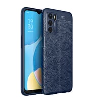 Oppo A16 Kılıf Deri Görünümlü Slim Silikon (Lacivert)