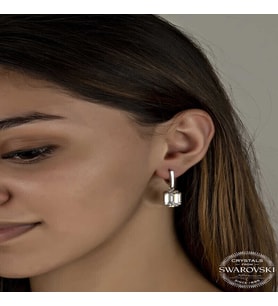 S-warovski Crystal Taşlı Gümüş Beyaz Baget Sallantılı Kadın Küpe