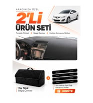 MAZDA 6 (2007-2013) Uyumlu Torpido Örtüsü + Tay Tüyü Bagaj Çantası + Sticker Seti - Siyah