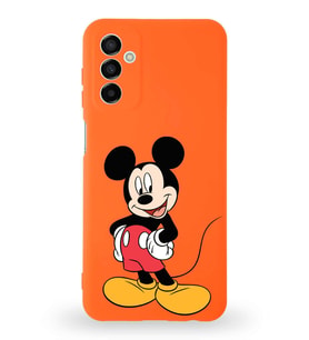 Samsung Galaxy M13 Uyumlu Lansman Kılıf Altı Kapalı İçi Kadife  Mickey Mouse-E Tasarımlı  Kapak (Şeffaf)