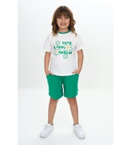 Toontoy Kız Çocuk Çiçek Baskılı Şortlu Takım (Çimen Yeşili)