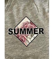 10X9 CM ÜTÜ İLE YAPIŞAN SUMMER YAZILI ÇİÇEKLİ TRANSFER BASKI APLİKE ARMA YAMA