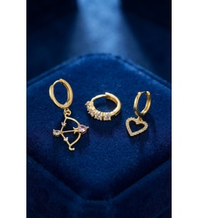 3 lü Set Küpe Gold Renk Eros Yay Detaylı