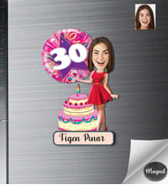 Kişiye Özel Doğum Günü Kadın Ahşap Magnet -3