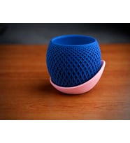 3D Baskı Küre Saksı - Kafes Dokulu İki Parçalı Dekoratif Saksı - Mavi-Pembe