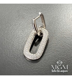 Rodyum Zirkon Taşlı Pirinç Küpeler - Kp00133