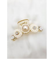 DANTEL METAL İNCİLİ ŞEFFAF MANDAL TOKA GOLD 10 CM.