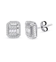 Modern Tasarım 0.30 Ct Baget Kare Tektaş Küpe