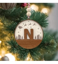 İskandinav Tarzı N Harfi Yılbaşı Ağaç Süsü, Minimalist Noel Baba Desenli Çam Ağacı Süsü