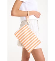 Premium Kadın Pamuk Dokuma Astarlı Renkli Clutch Portföy El Çantası (Turuncu)