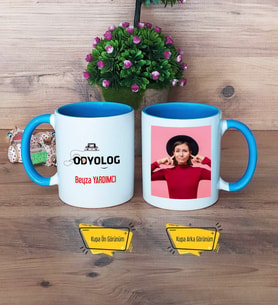 Odyolog Kupa Bardak Mavi Fotoğraflı Tıp Bayramı Hediyesi Odyologlar Günü Hediyesi