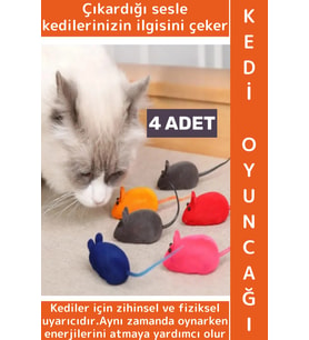 Evcil Hayvan Pet Enerji Atma Zihinsel Uyarı İlgi Çekici Sesli Sevimli Kedi Eğitim Oyun Faresi 4 Adet
