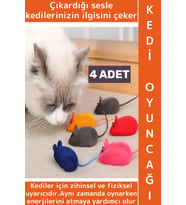 Evcil Hayvan Pet Enerji Atma Zihinsel Uyarı İlgi Çekici Sesli Sevimli Kedi Eğitim Oyun Faresi 4 Adet